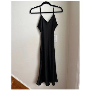 Vintage Silk Satin Slip Dress | Black | Size S